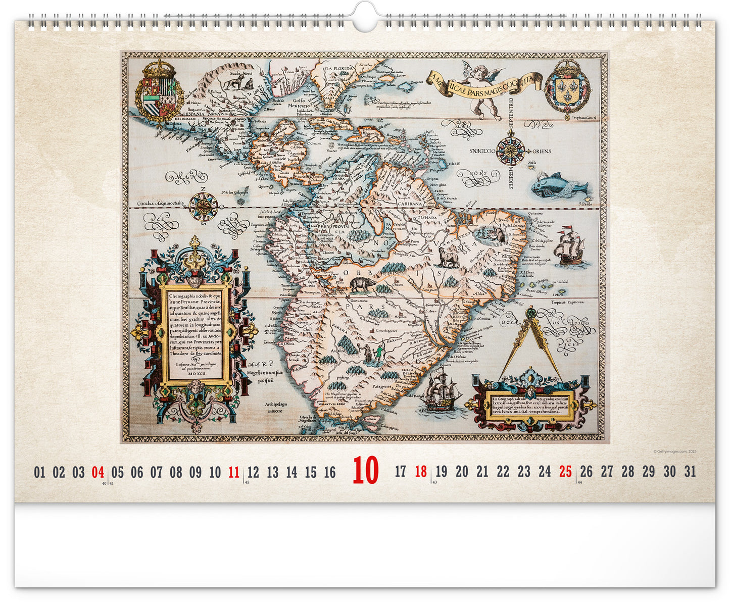 Wandkalender Alte Karten 2026, 48 x 33 cm