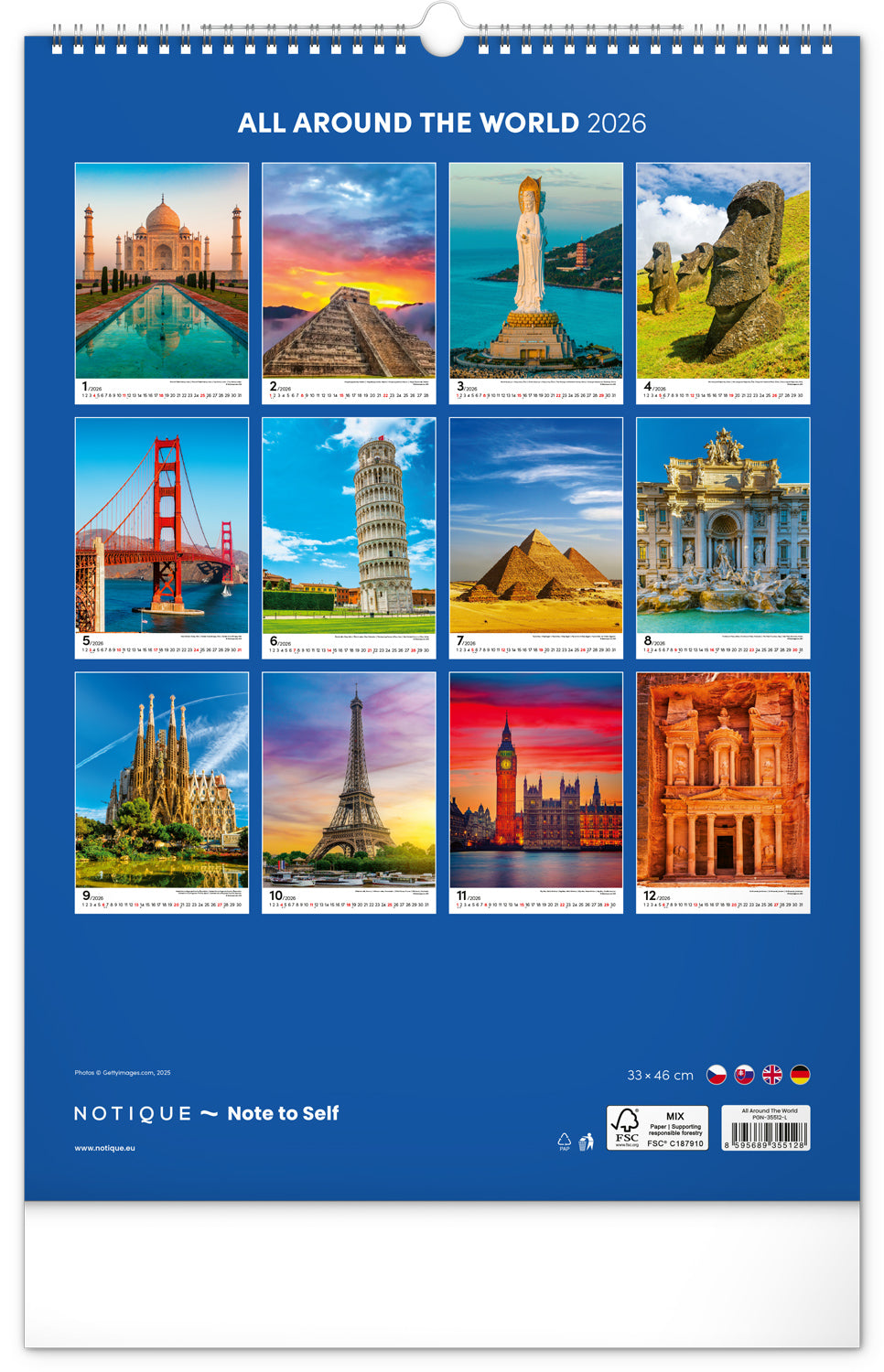 Wandkalender Weltmonumente 2026, 33 x 46 cm