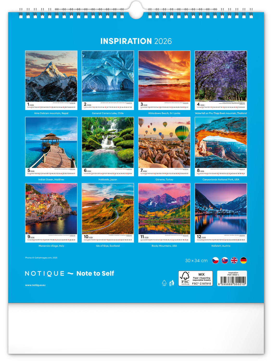 Wandkalender Inspiration 2026, 30 x 34 cm