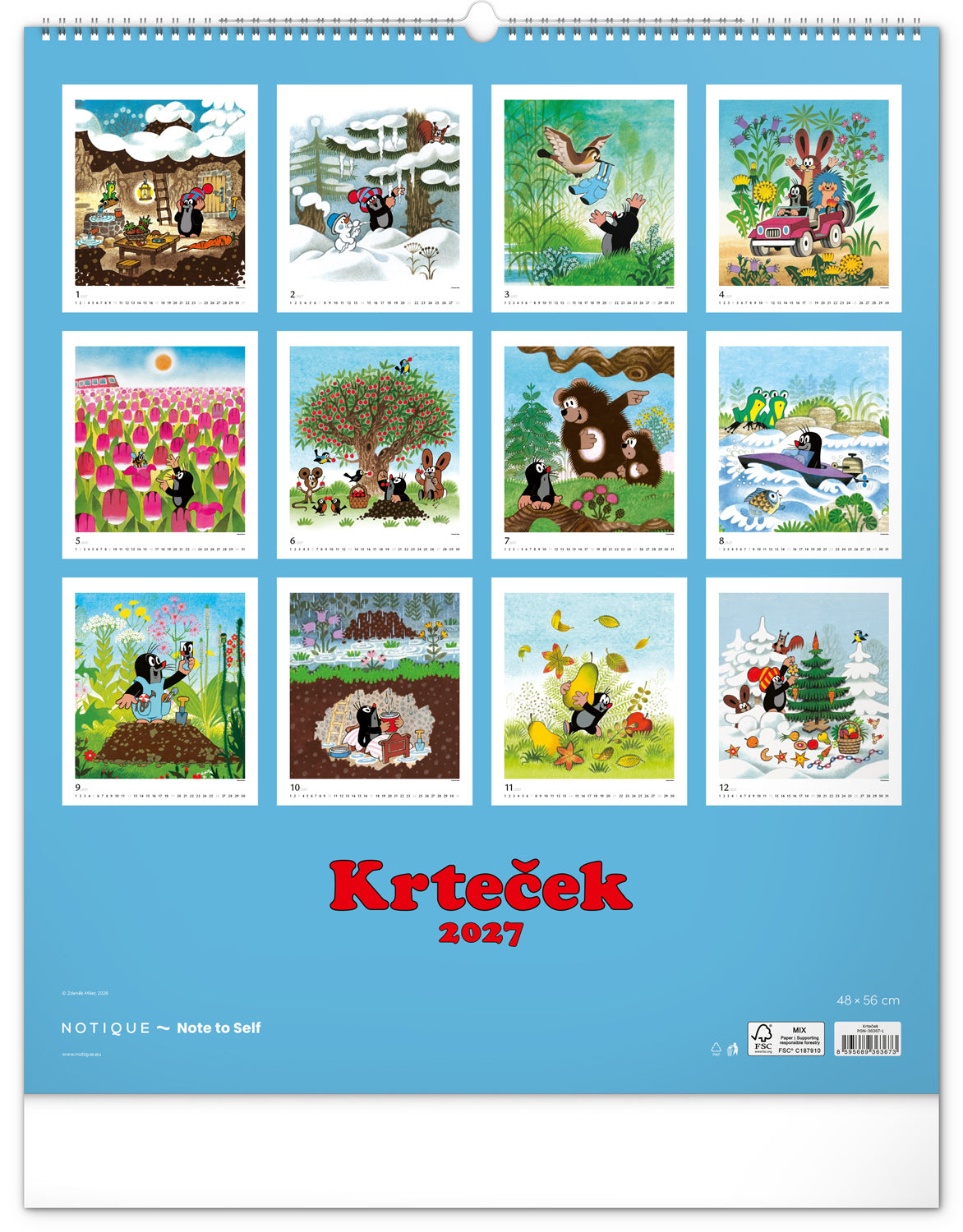 Wandkalender Der kleine Maulwurf 2027, 48 x 56 cm