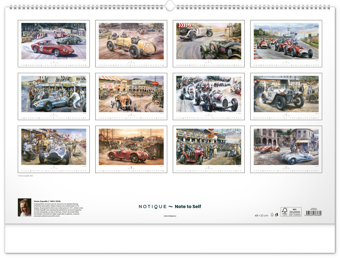 Wandkalender Oldtimer – Václav Zapadlík 2027, 64 x 42 cm