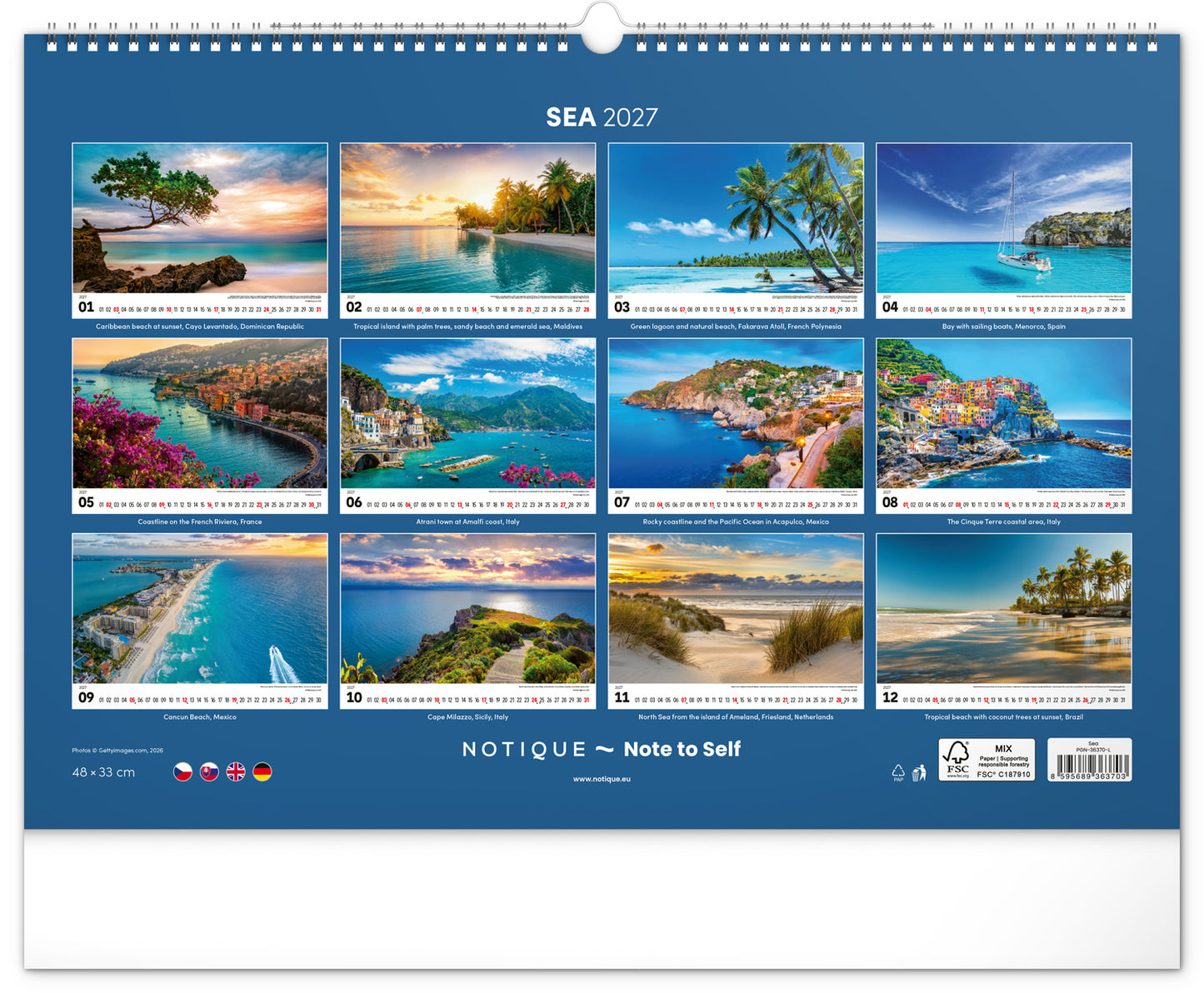 Wandkalender Meer 2027, 48 x 33 cm