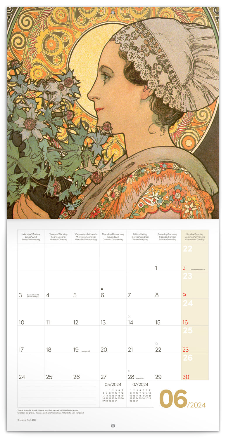 Broschürenkalender Alfons Mucha 2024, 30 × 30 cm