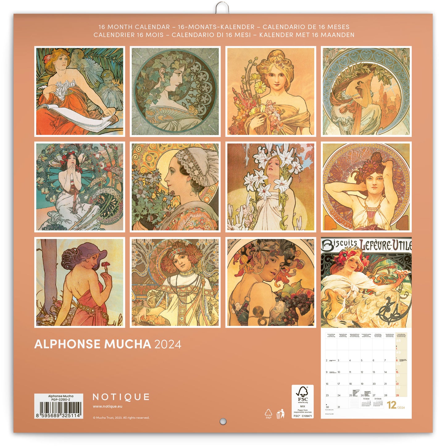 Broschürenkalender Alfons Mucha 2024, 30 × 30 cm