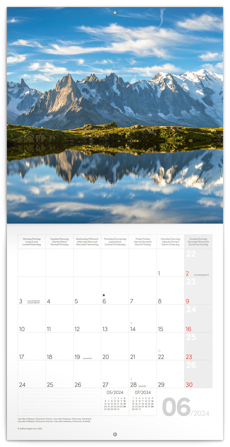 Broschürenkalender Alpen 2024, 30 × 30 cm