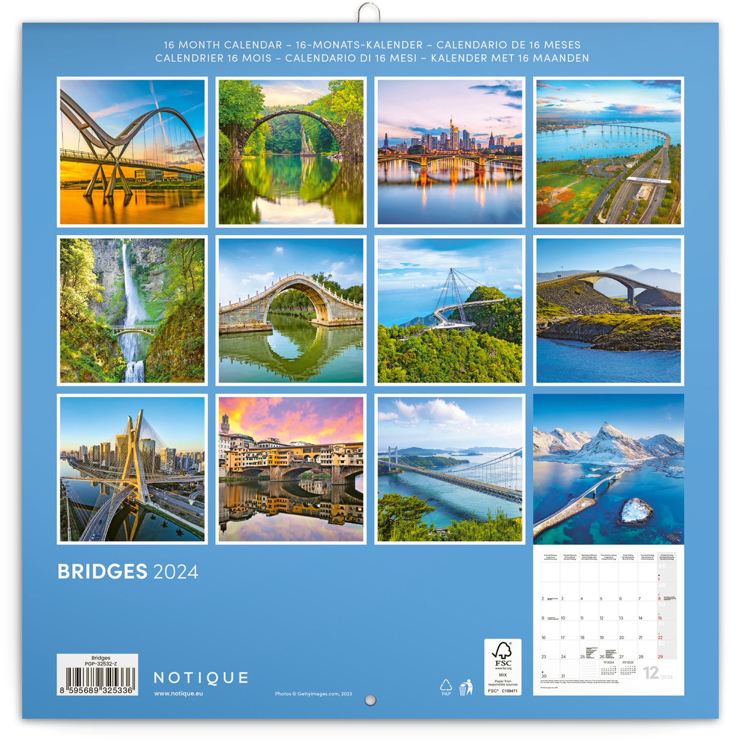Broschürenkalender Brücken 2024, 30 × 30 cm