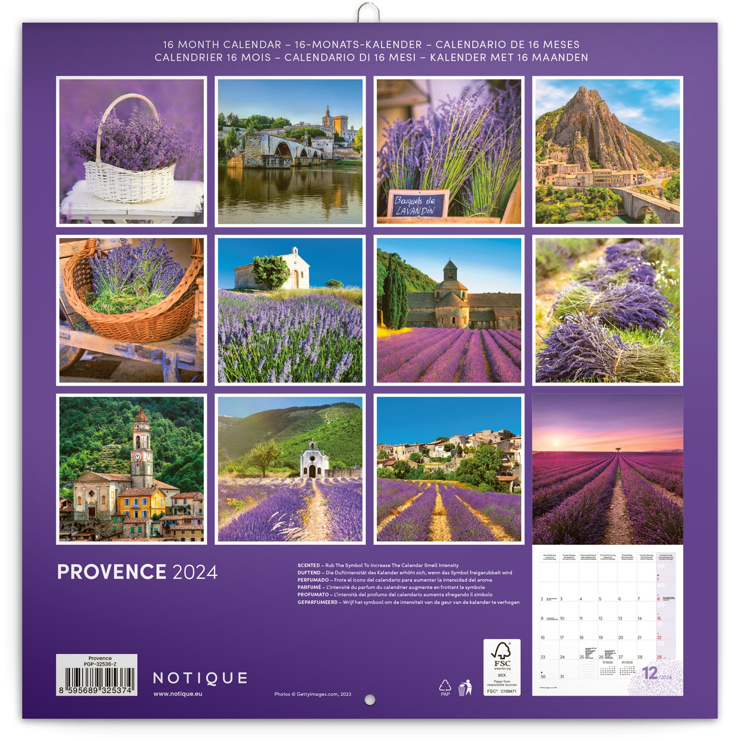 Broschürenkalender Provence 2024, duftig, 30 × 30 cm