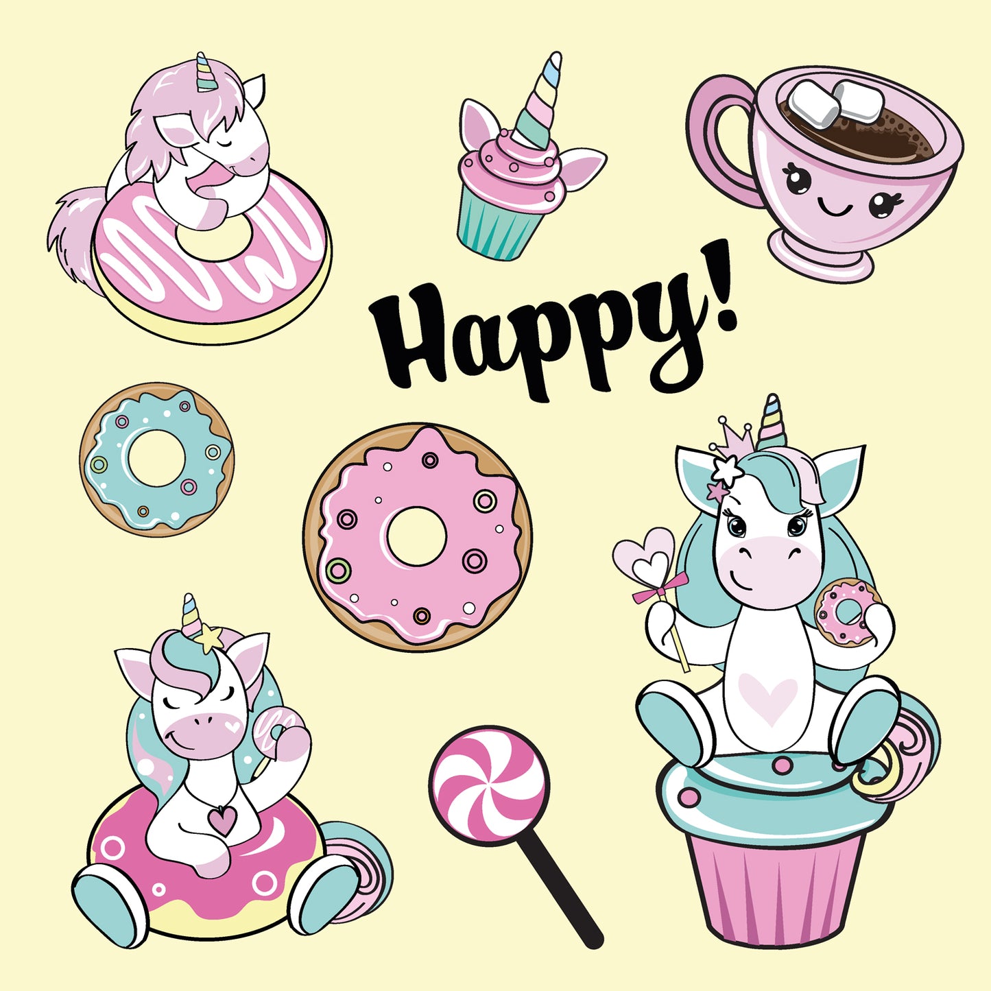 Broschürenkalender Happy Unicorns 2025, 30 x 30 cm