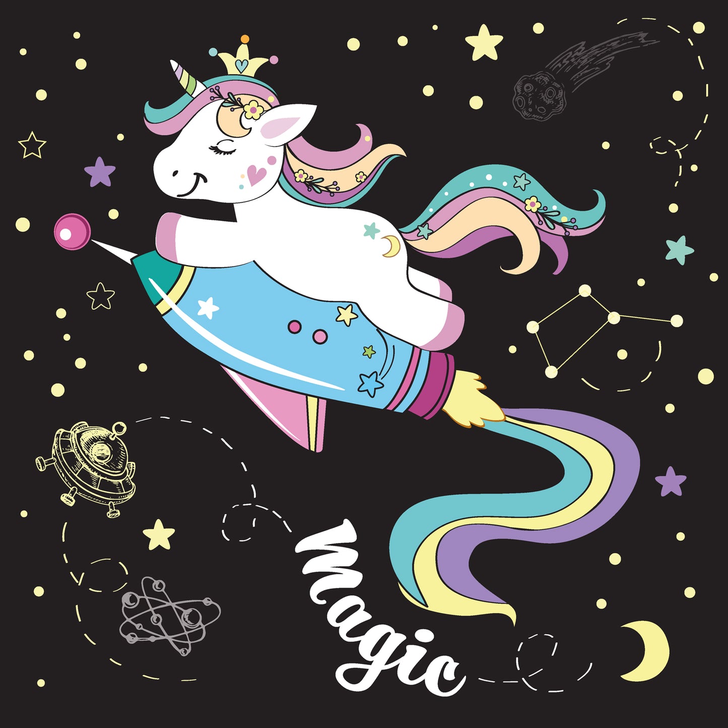 Broschürenkalender Happy Unicorns 2025, 30 x 30 cm