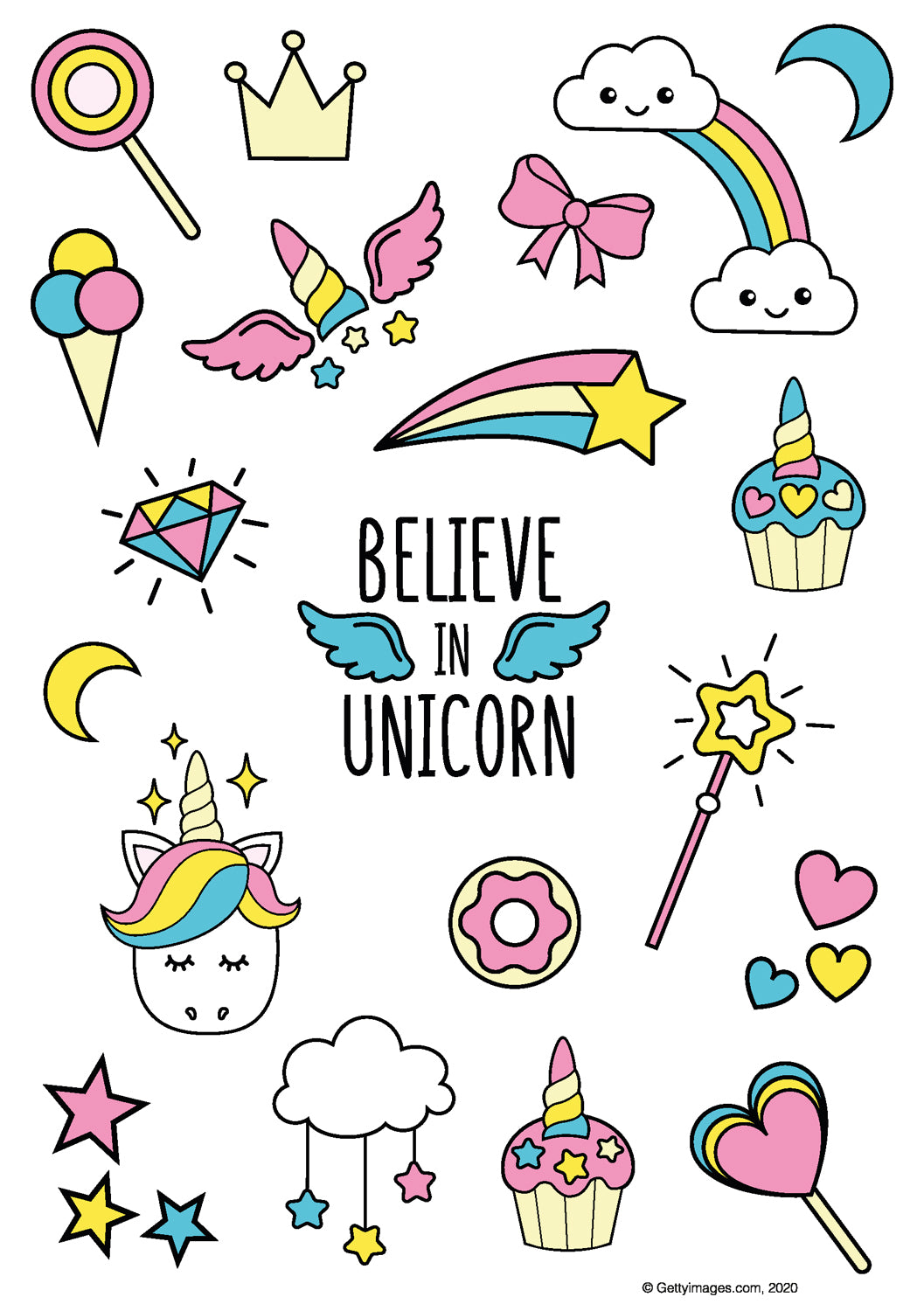 Broschürenkalender Happy Unicorns 2025, 30 x 30 cm
