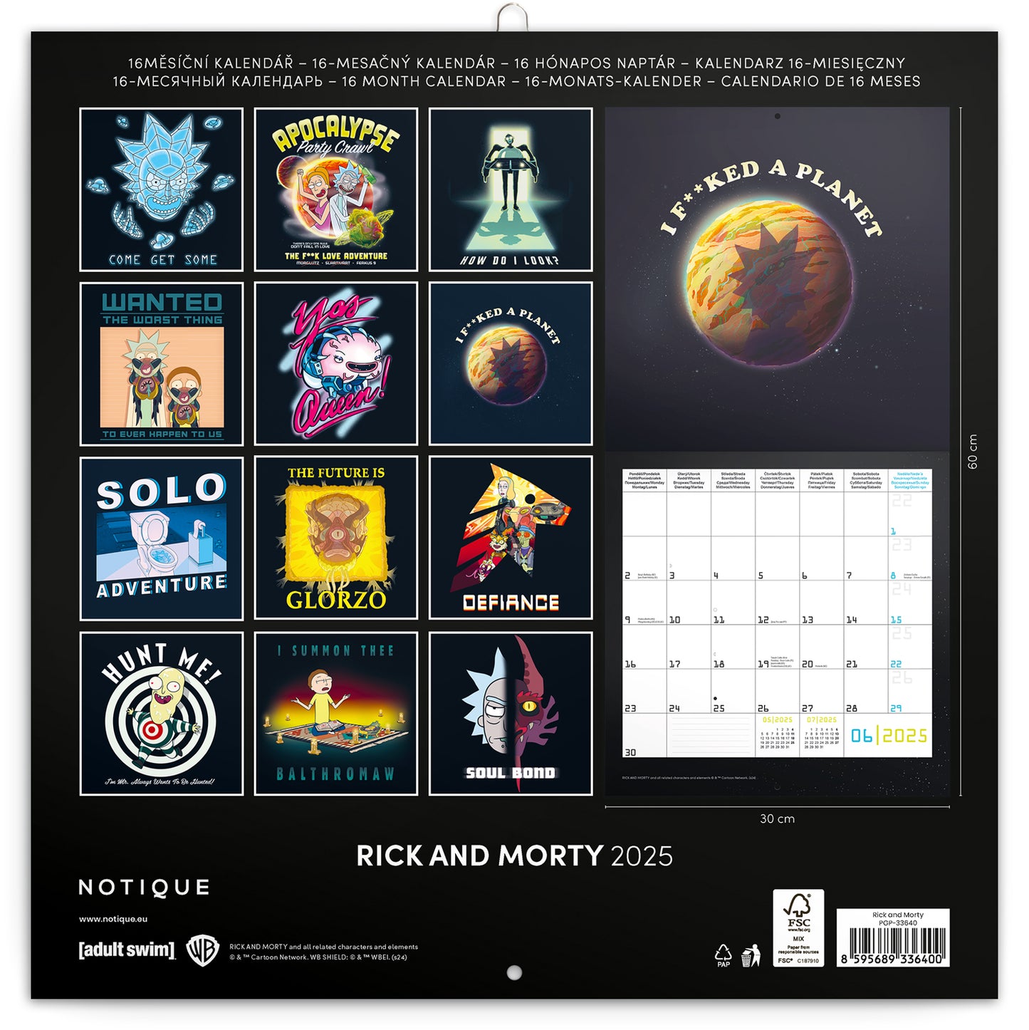 Broschürenkalender Rick and Morty 2025, 30 x 30 cm
