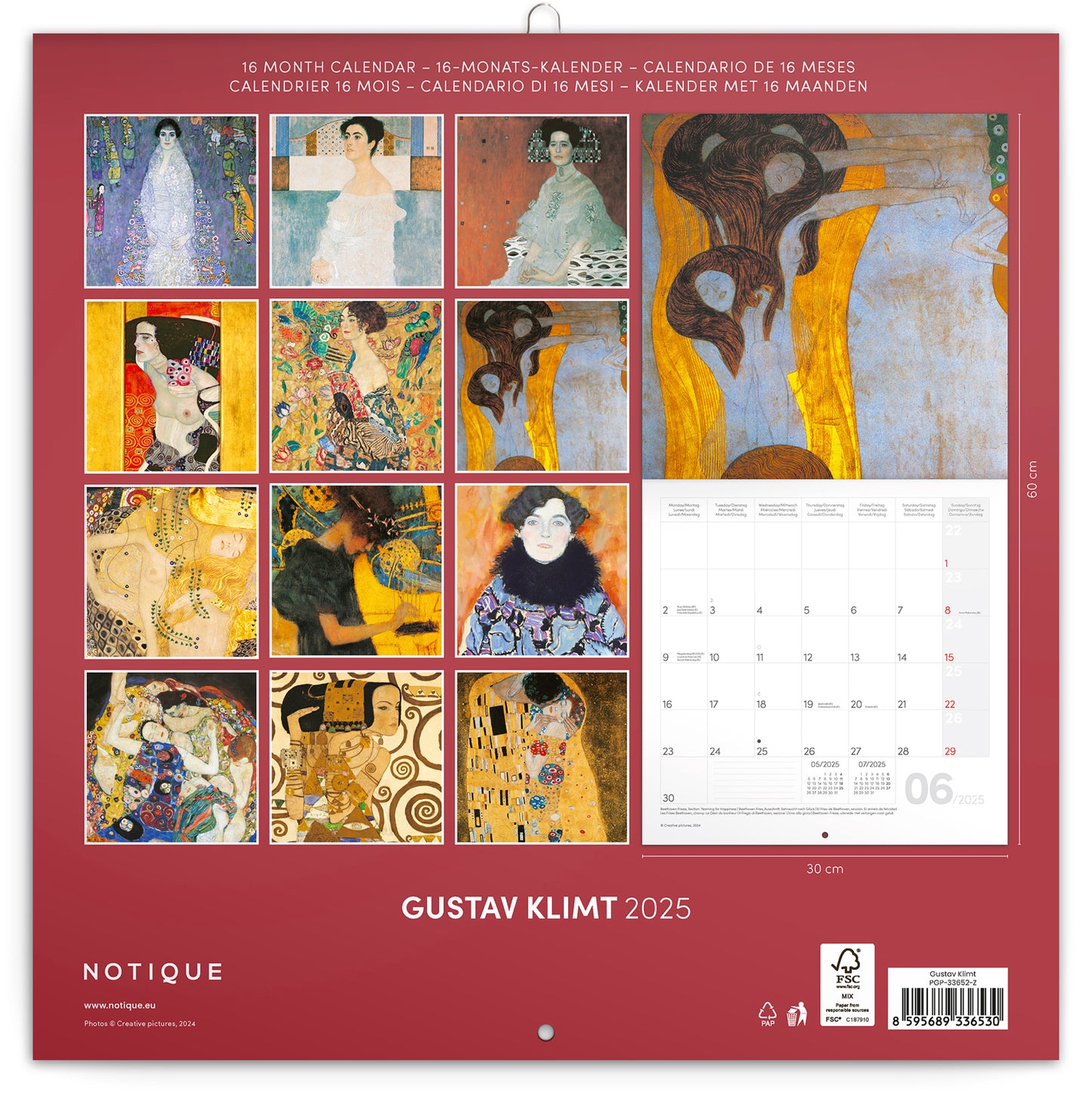 Gustav Klimt Broschürenkalender 2025, 30 x 30 cm