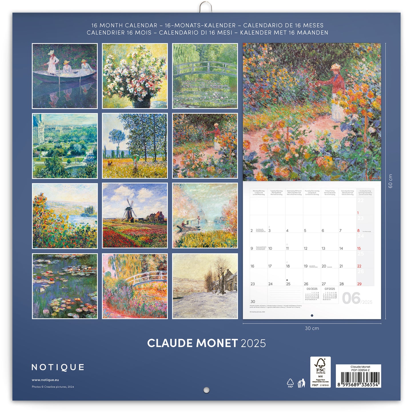 Claude Monet Broschürenkalender 2025, 30 x 30 cm
