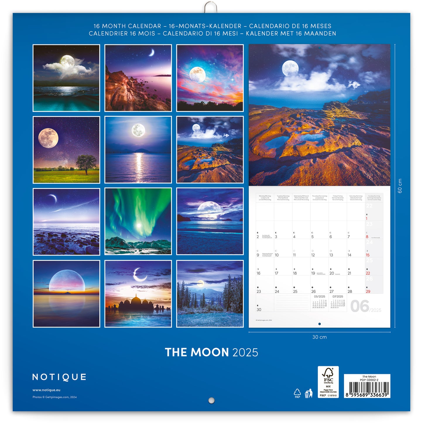 Broschürenkalender Mond 2025, 30 x 30 cm