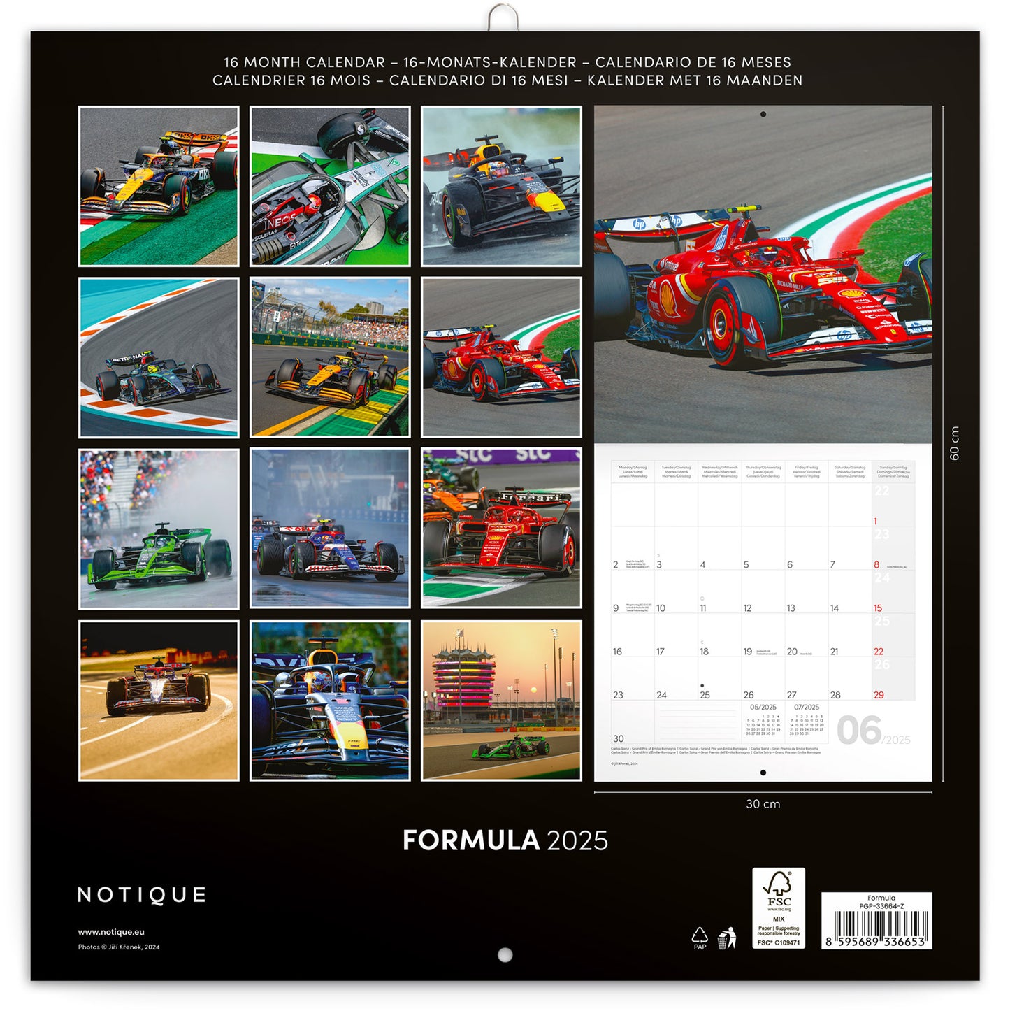 Broschürenkalender Formel - Jiří Křenek 2025, 30 x 30 cm
