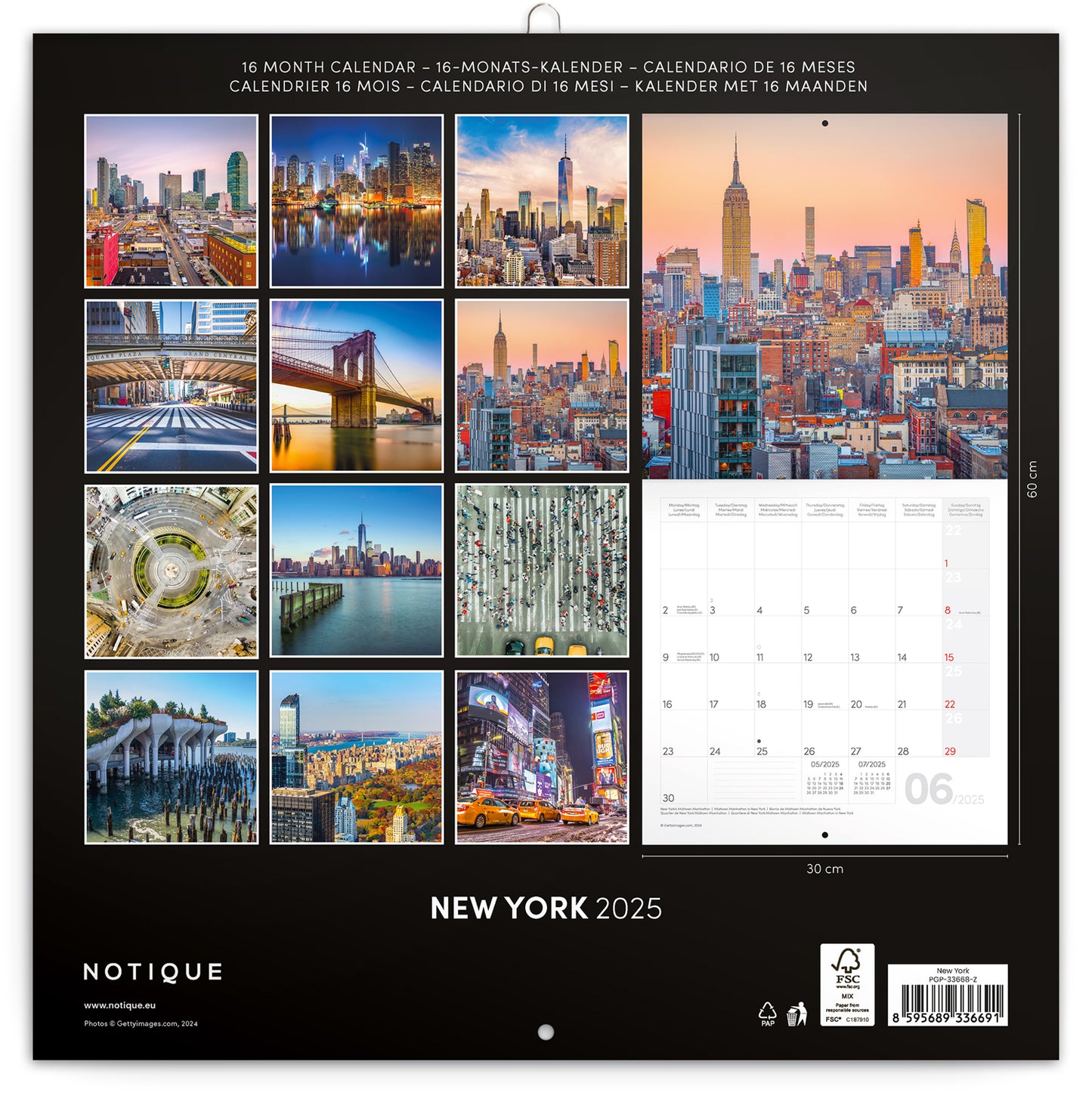 Broschürenkalender New York 2025, 30 x 30 cm