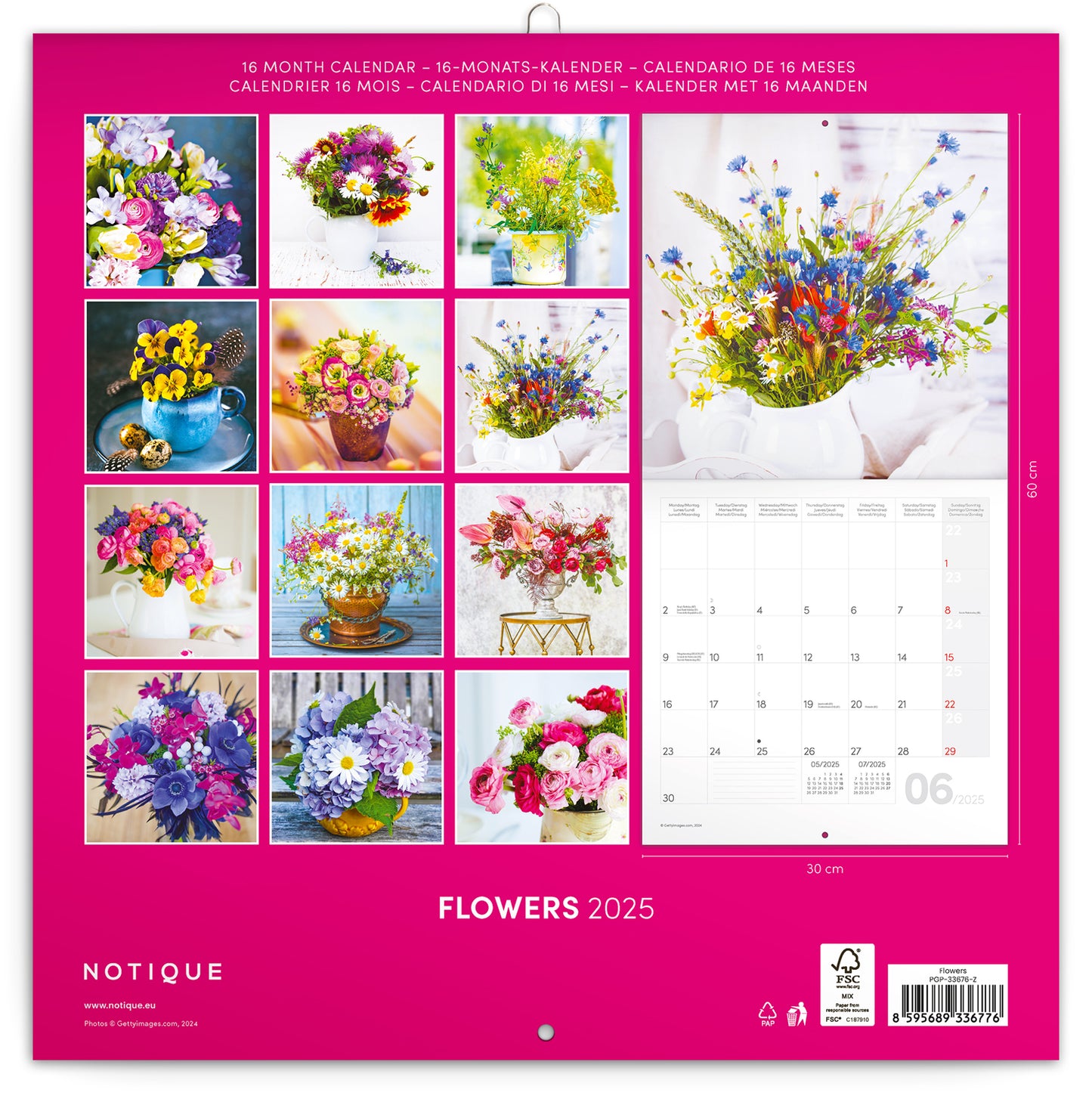 Broschürenkalender Blumen 2025, 30 x 30 cm