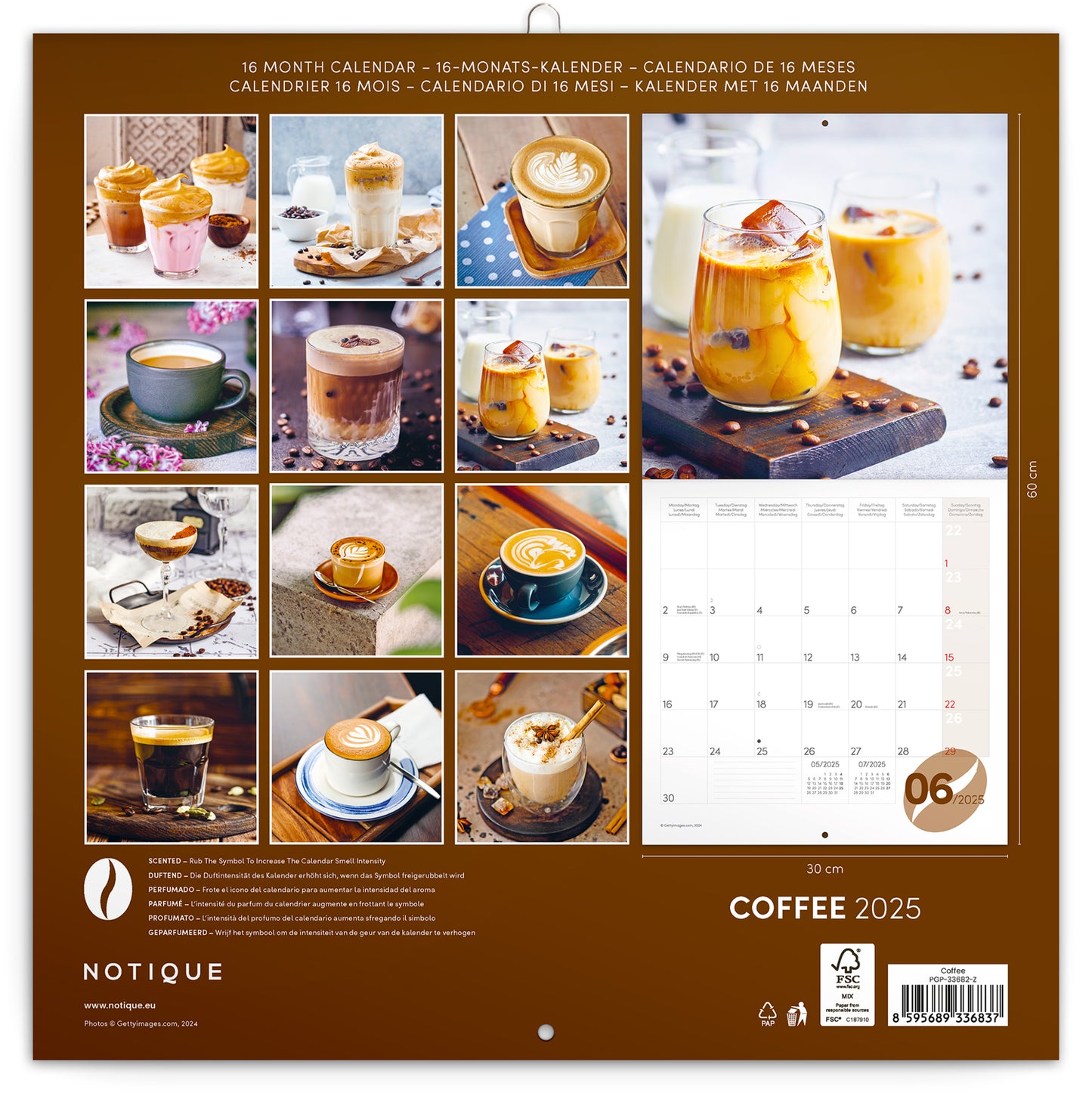 Broschürenkalender Kaffee 2025, duftend, 30 x 30 cm