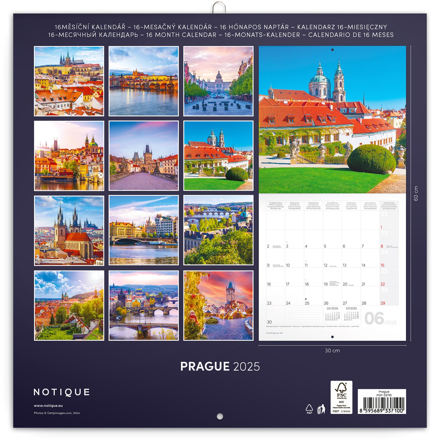 Broschürenkalender Prag 2025, 30 x 30 cm