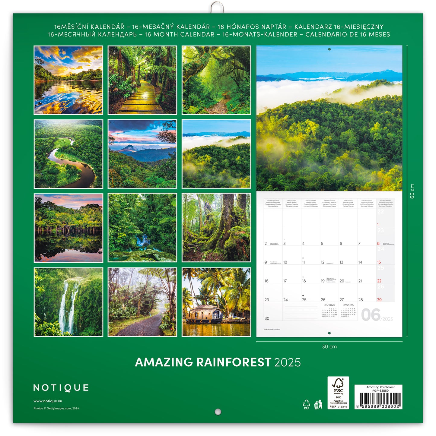 Broschürenkalender Regenwald 2025, 30 x 30 cm