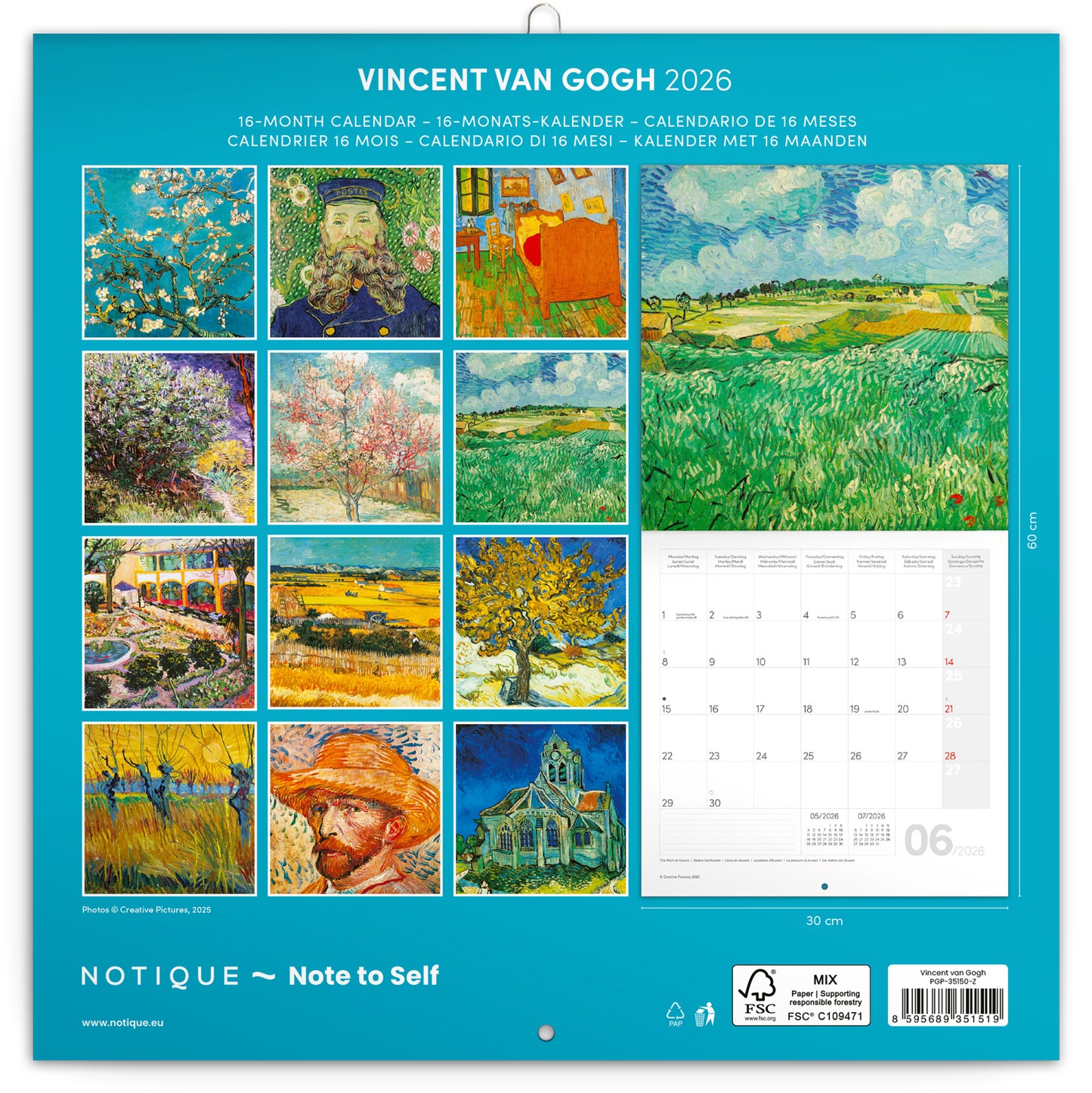 Broschürenkalender Vincent van Gogh 2026, 30 x 30 cm
