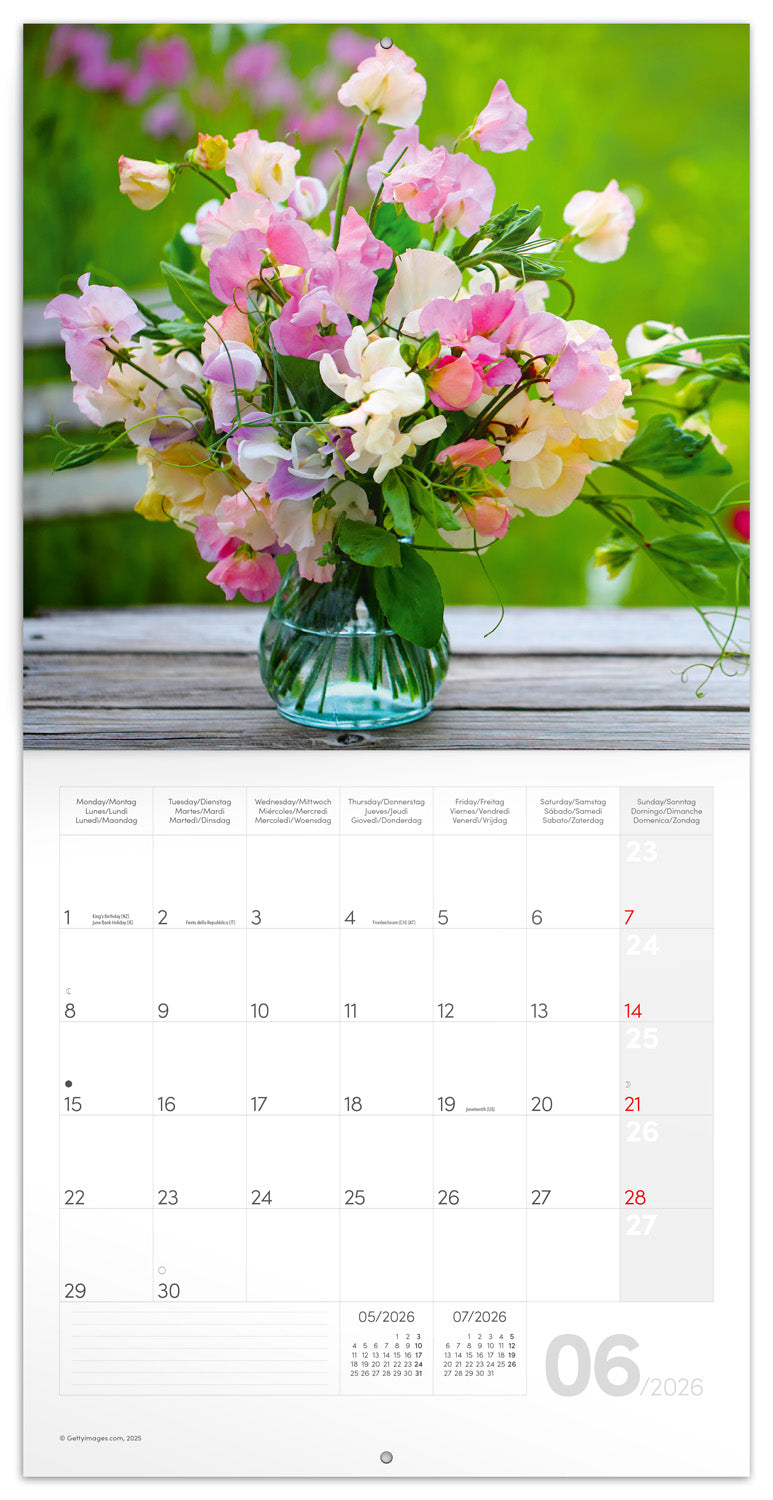Broschürenkalender Blumen 2026, 30 x 30 cm