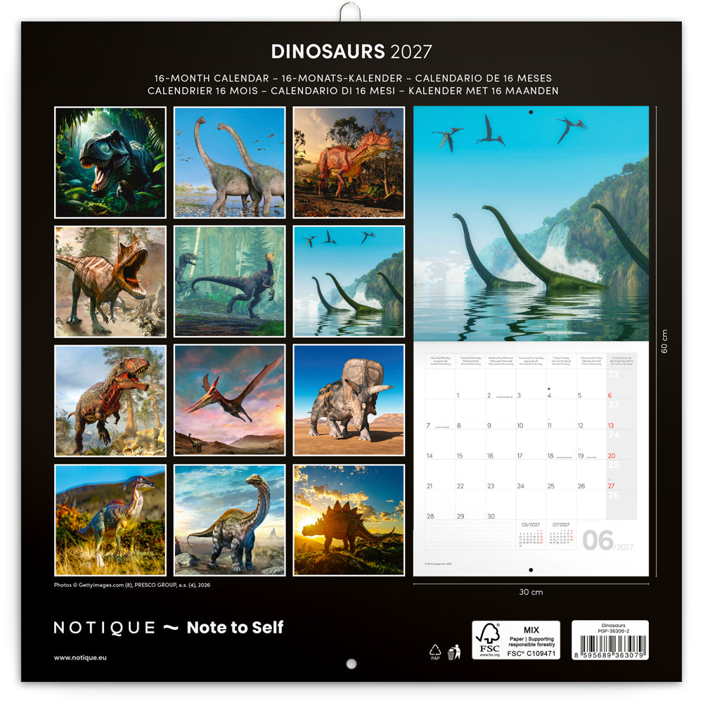 Broschürenkalender Dinosaurs 2027, 30 x 30 cm