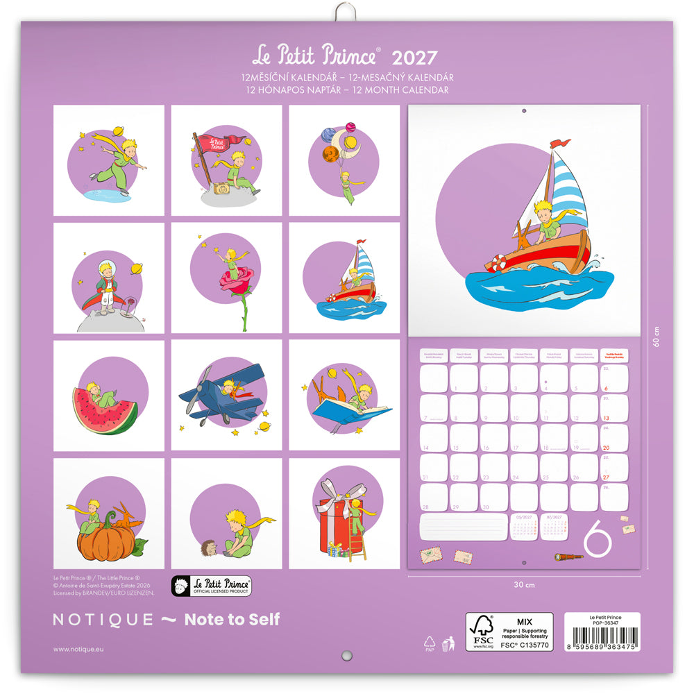 Broschürenkalender Der kleine Prinz 2027, PLASTIC FREE, 30 x 30 cm