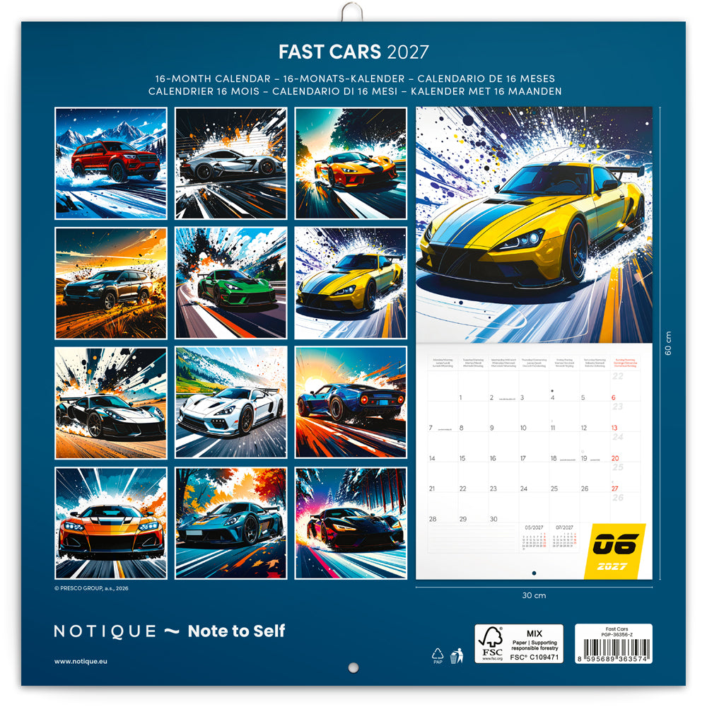 Broschürenkalender Fast Cars 2027, 30 x 30 cm