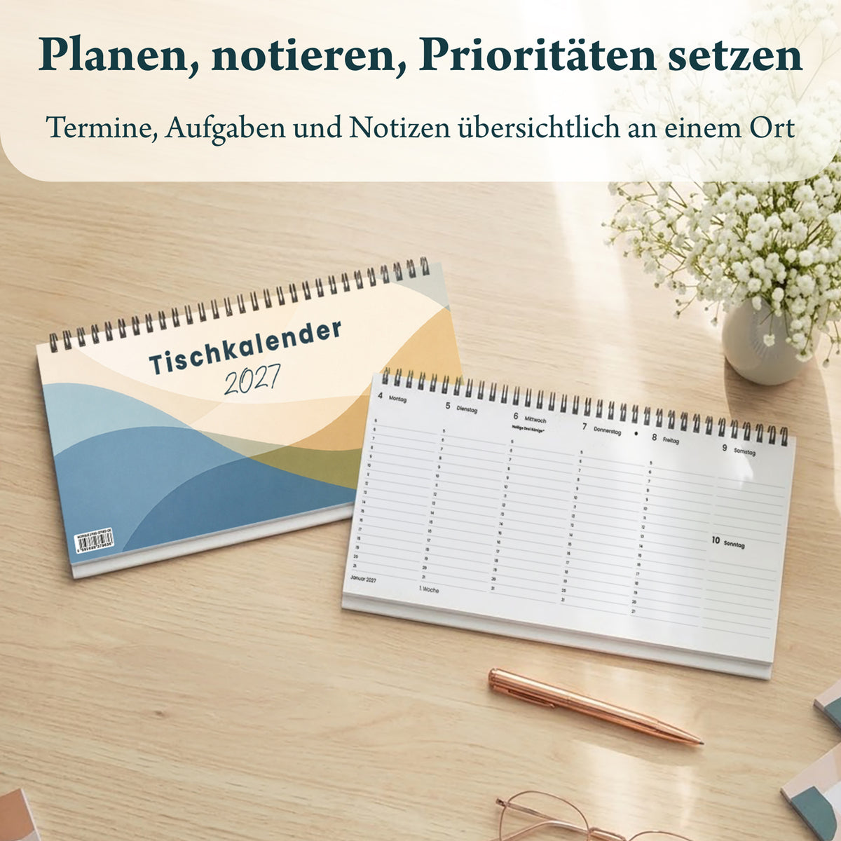 Tischkalender 2027, 33 x 14,5 cm