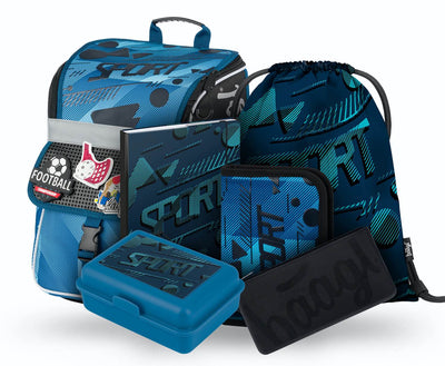 Zippy Sport Schulranzen-Set 6tlg: Schulranzen, Federmäppchen, Turnbeutel, Brotdose, Heftmappe, Silikon-Etui