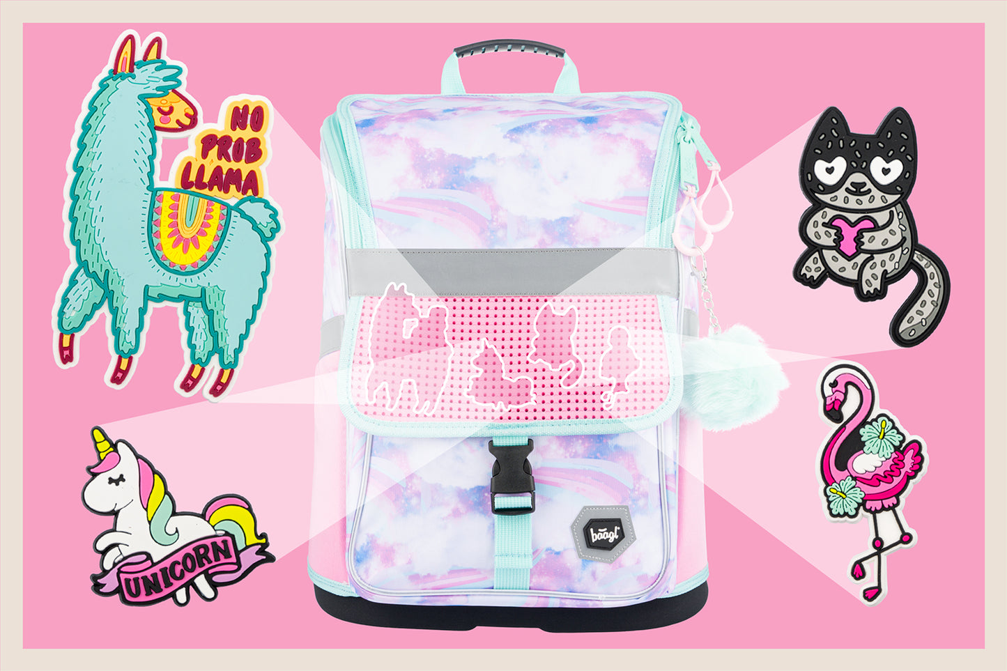 Zippy Regenbogen Schulranzen-Set 6tlg: Schulranzen, Federmäppchen, Turnbeutel, Brotdose, Heftmappe, Silikon-Etui
