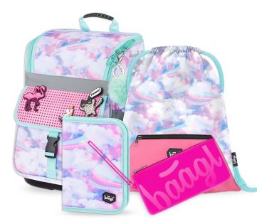 Zippy Regenbogen Schulranzen-Set 4tlg: Schulranzen, Federmäppchen, Turnbeutel, Silikon-Etui