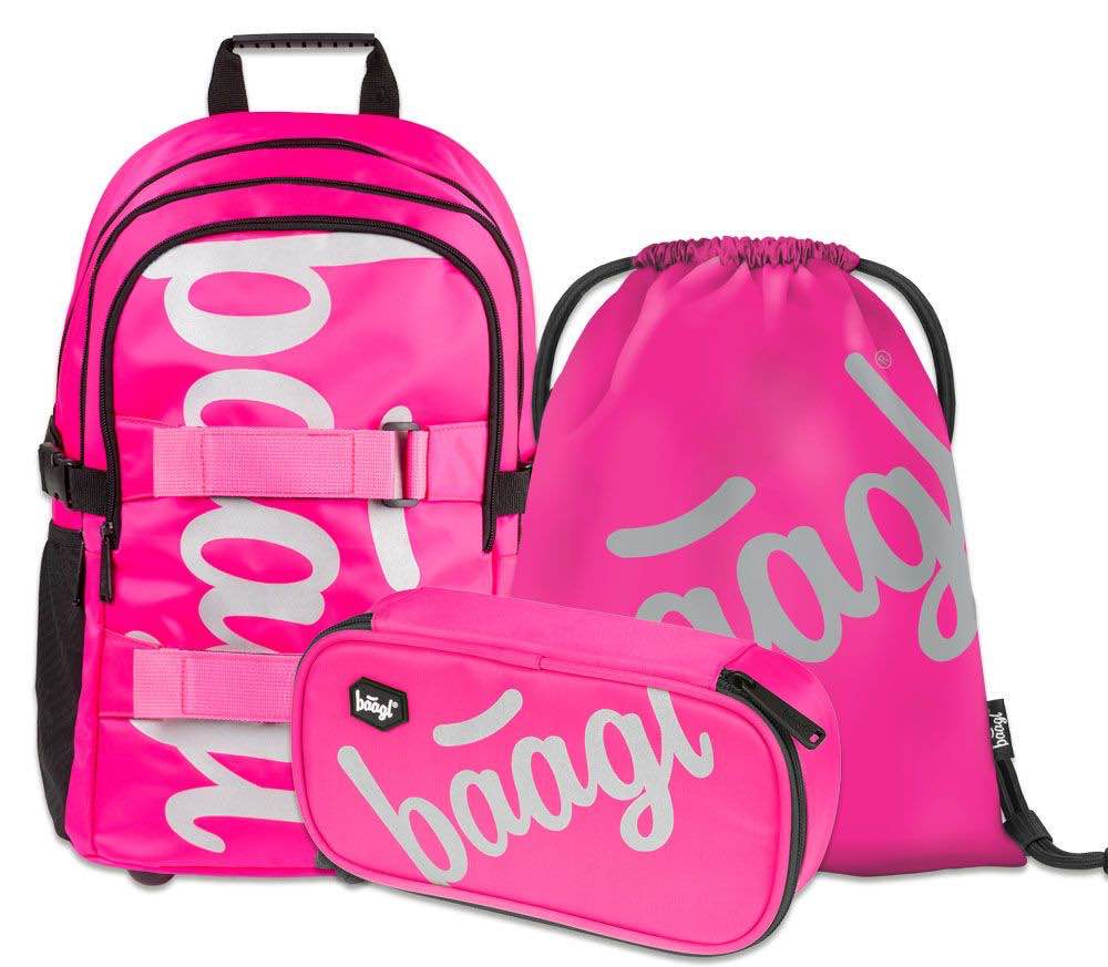 Skate Pink Rucksack-Set 3tlg: Rucksack, Federmäppchen, Turnbeutel