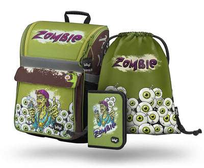 Zippy Zombie Schulranzen-Set 3tlg: Schulranzen, Federmäppchen, Turnbeutel