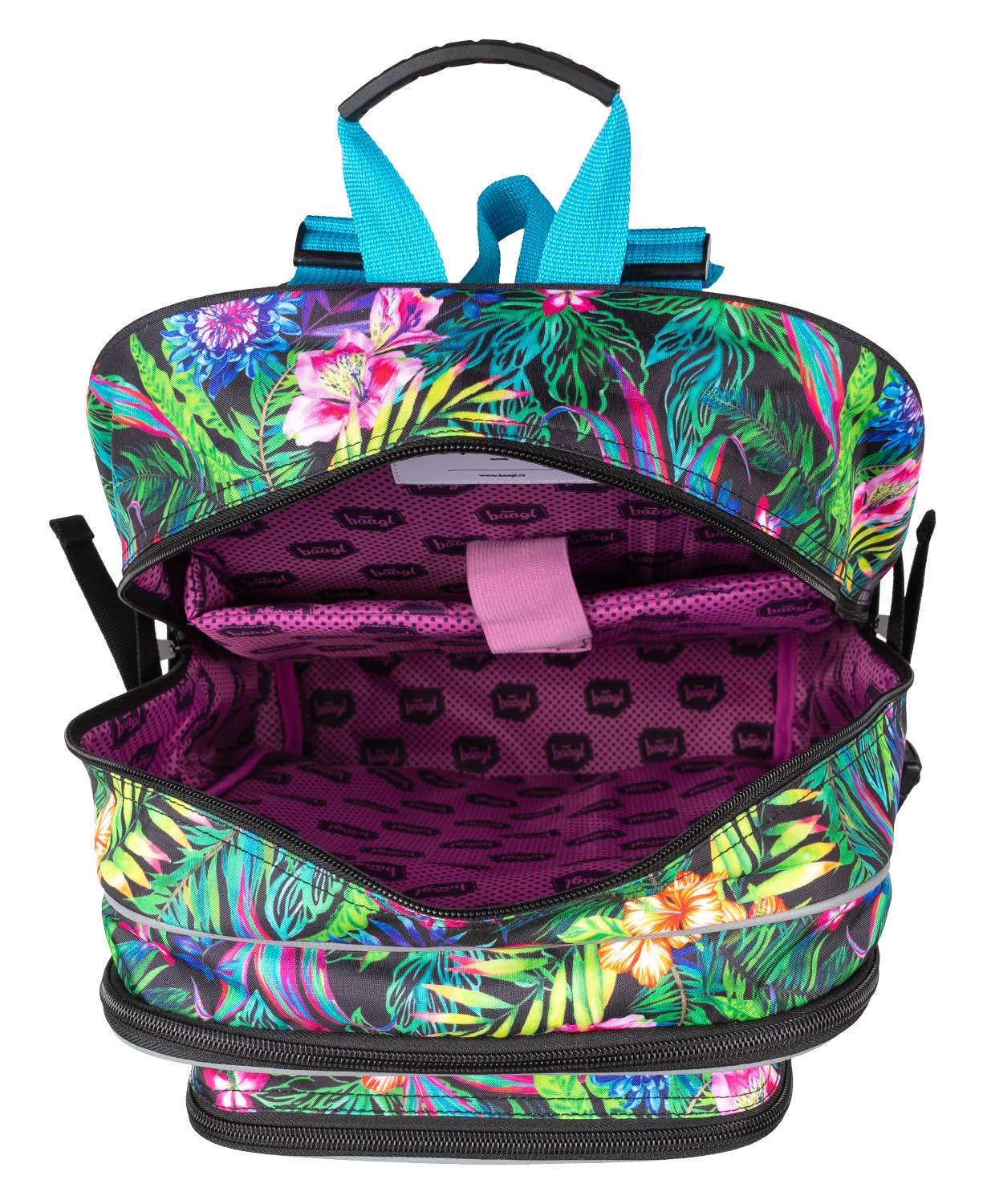 Cubic Tropical Rucksack-Set 5tlg: Rucksack, Federmäppchen, Turnbeutel, Notizbuch, Silikon-Etui