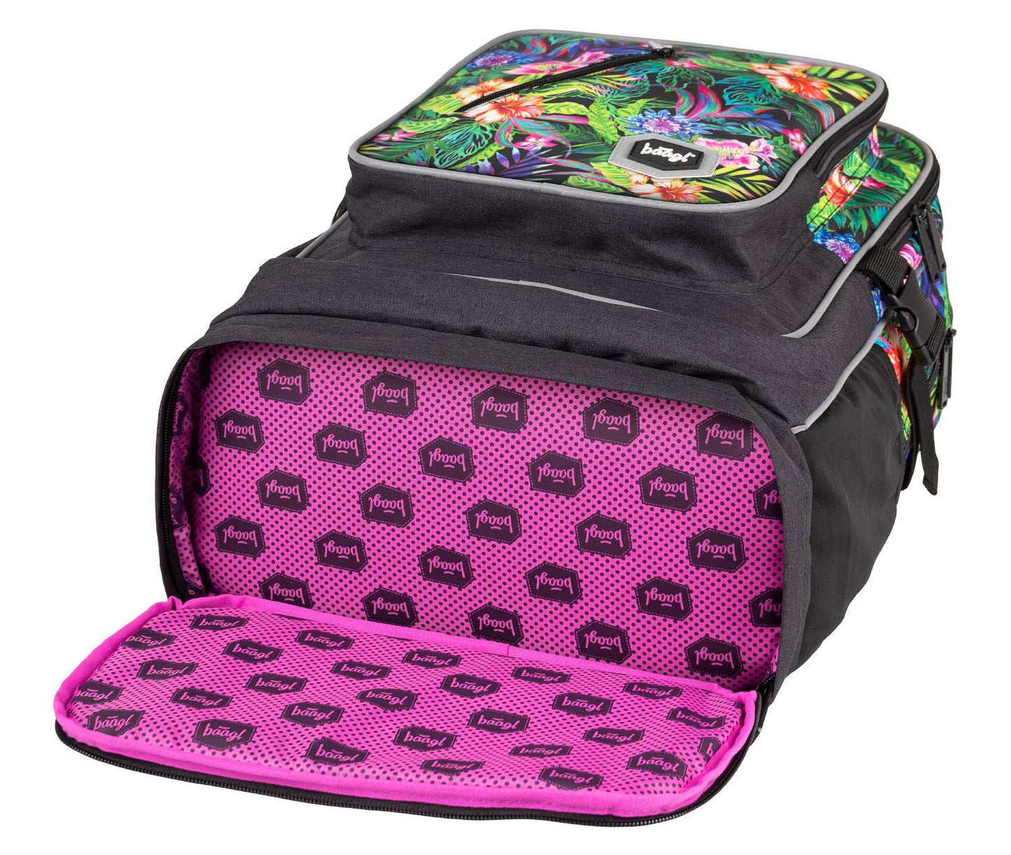 Cubic Tropical Rucksack-Set 5tlg: Rucksack, Federmäppchen, Turnbeutel, Notizbuch, Silikon-Etui