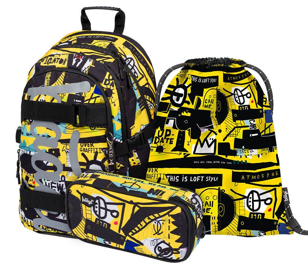 Skate Street Art Rucksack-Set 3tlg: Rucksack, Federmäppchen, Turnbeutel