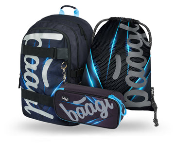 Skate Bluelight Rucksack-Set 3tlg: Rucksack, Federmäppchen, Turnbeutel
