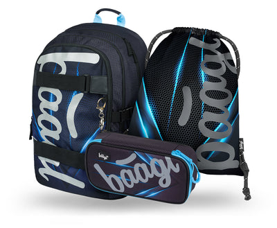 Skate Bluelight Rucksack-Set 3tlg: Rucksack, Federmäppchen, Turnbeutel
