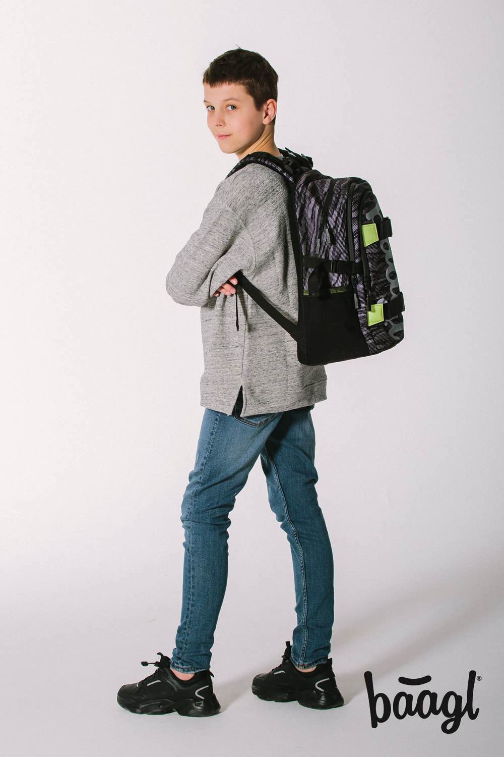 Skate Grey Rucksack-Set 3tlg: Rucksack, Federmäppchen, Turnbeutel