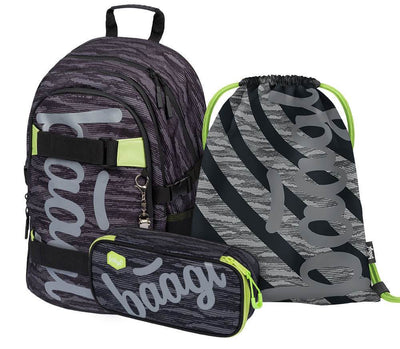 Skate Grey Rucksack-Set 3tlg: Rucksack, Federmäppchen, Turnbeutel
