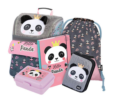 Zippy Panda Schulranzen-Set 5tlg: Schulranzen, Federmäppchen, Turnbeutel, Heftmappe, Brotdose