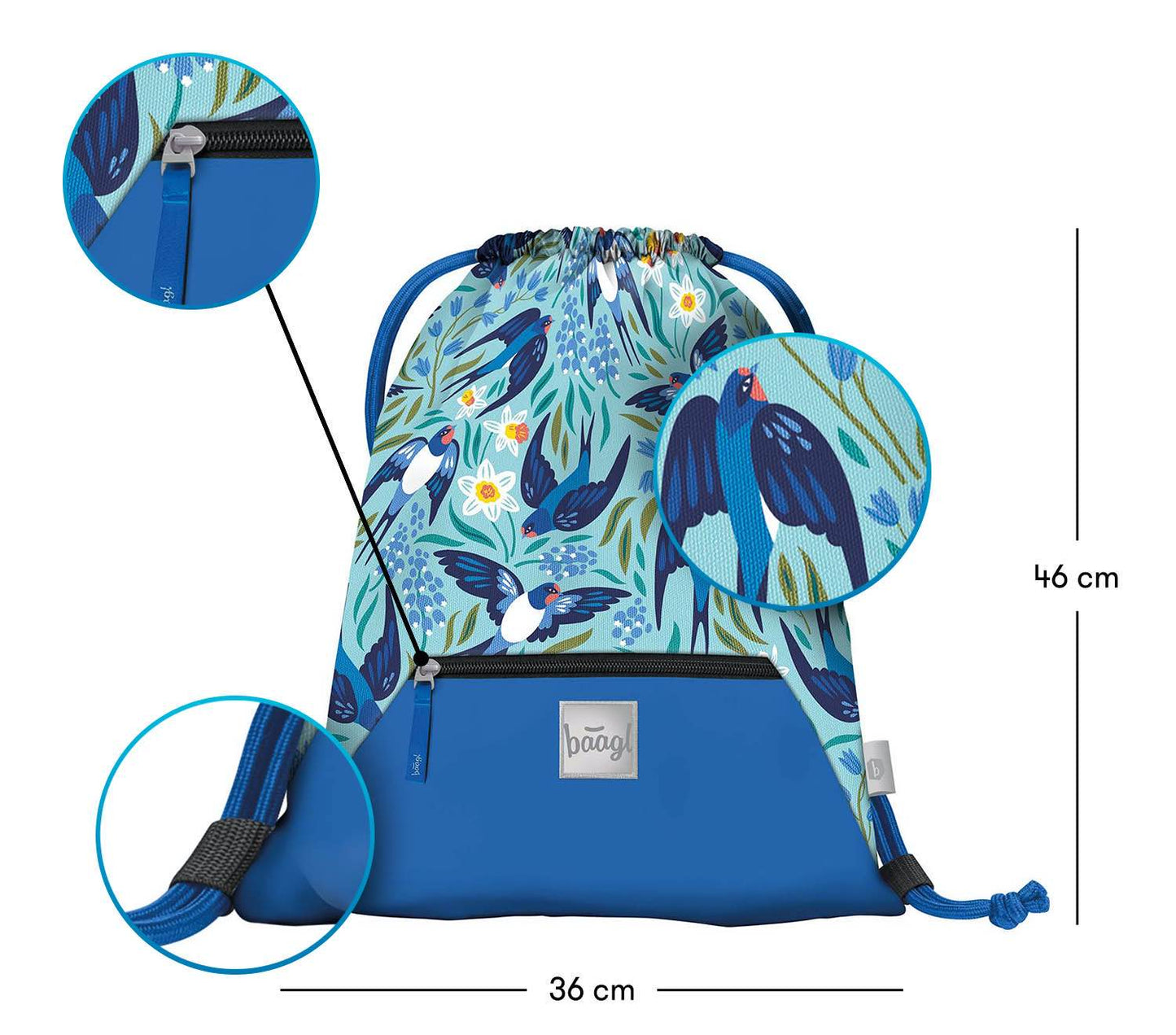 Turnbeutel mit Tasche Schwalben