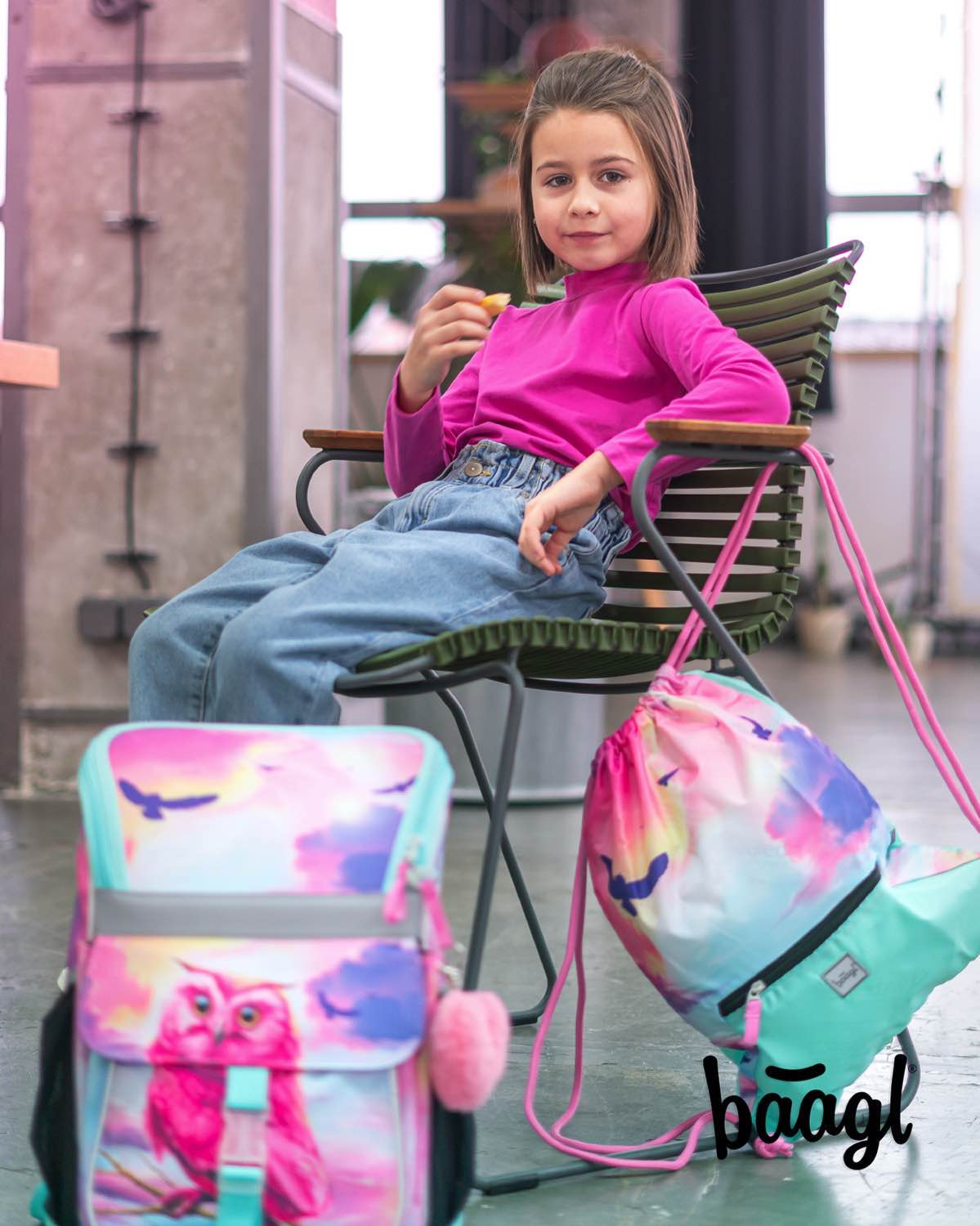 Turnbeutel mit Tasche Eule