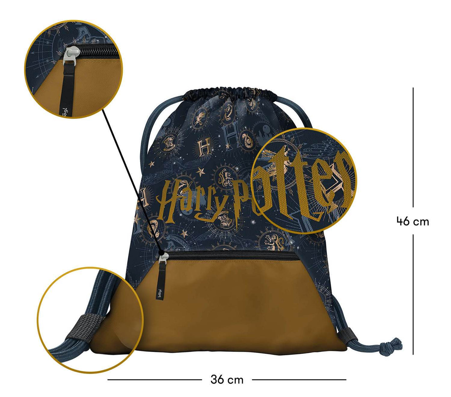 Turnbeutel mit Tasche Harry Potter Hogwarts Schwarz