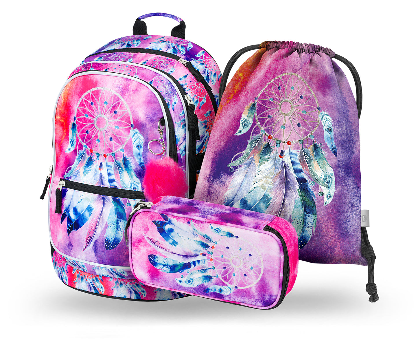 Core Traumfänger Rucksack-Set 3tlg: Rucksack, Federmäppchen, Turnbeutel