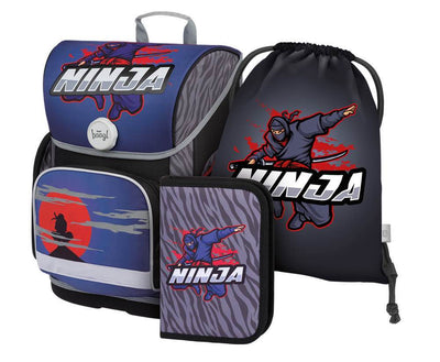 Ergo Ninja Schulranzen-Set 3tlg: Schulranzen, Federmäppchen, Turnbeutel