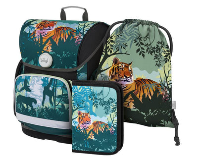Ergo Tiger Schulranzen-Set 3tlg: Schulranzen, Federmäppchen, Turnbeutel