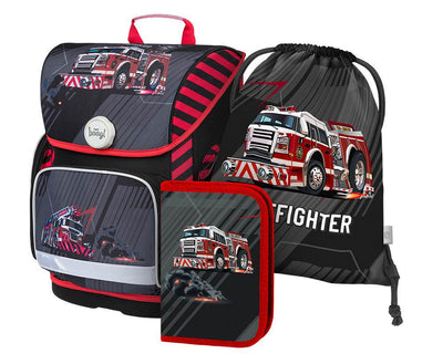 Ergo Feuerwehr Schulranzen-Set 3tlg: Schulranzen, Federmäppchen, Turnbeutel